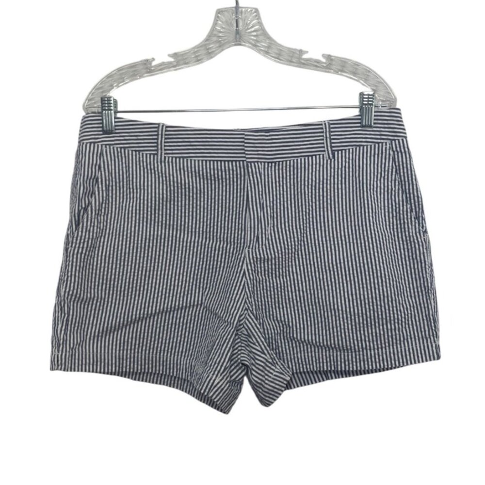 Cynthia Rowley Striped Cotton Shorts Size 12 Gray White Summer Lightweight